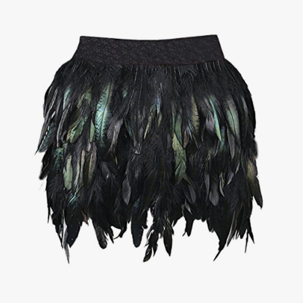 Miuco Women’s Faux Feather A Line Mini Skirt